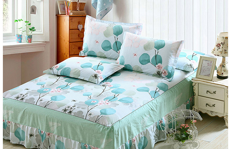 Khăn trải giường in cotton mới 100% cotton đơn mảnh 1,5m 1,8 m giường bảo vệ che bụi bao gồm tất cả váy giường