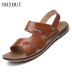 Hiển thị giày nam đi biển gân bò đi dép xăng đan hai người dùng bên ngoài giày dép nam 713225N02 sandal da nam Sandal
