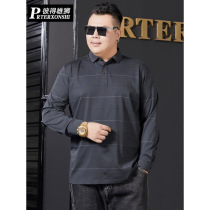 Fat man mens long sleeve T-shirt Large size cotton loose extra large size Fat Dad mens polo shirt Fat Man T-shirt