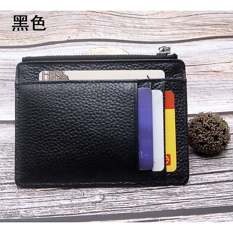 Gói thẻ dây kéo Chủ thẻ nữ đơn giản siêu mỏng Gói thẻ nhỏ Litchi mẫu da nam thương hiệu thủy triều với công suất thay đổi nhỏ - Chủ thẻ ví da