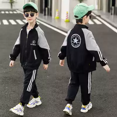 Boy's suit long sleeve sports autumn dress 6-year-old children 7 boys 8 autumn 9 two-piece set 10 students 12 casual clothes