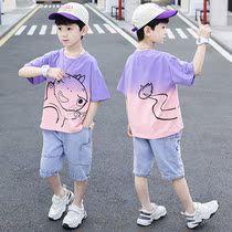 Boys summer suit short sleeve jeans two sets 4-year-old children 5 trends 6 summer style 7 little boy dinosaur clothes