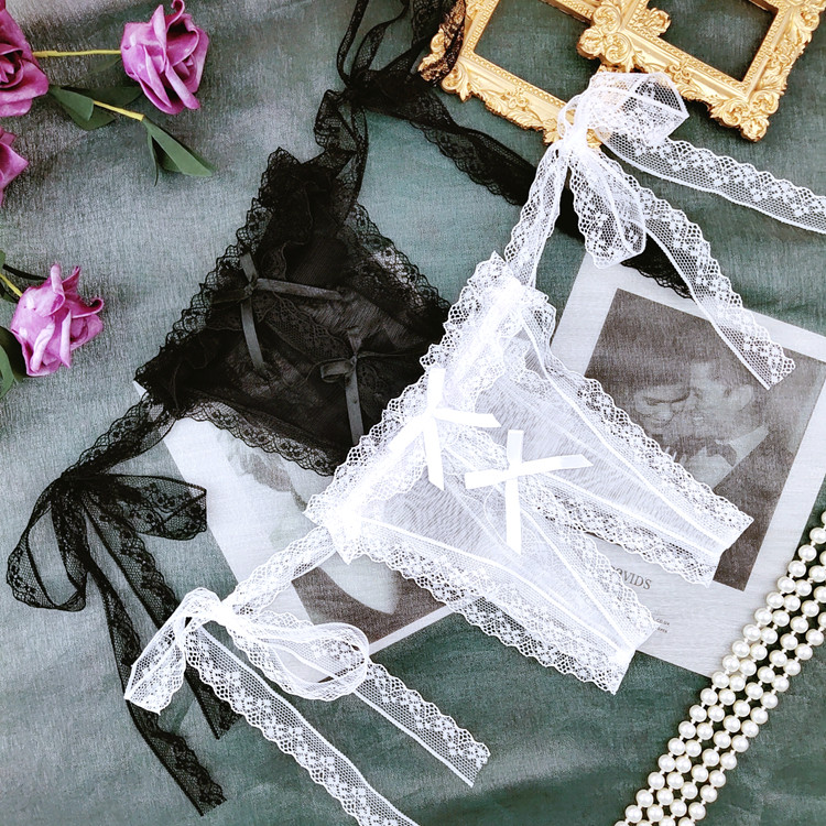 Lace open file underwear female feeling temptation hot bandage big fat M full transparent appeal net gauze T-string pants