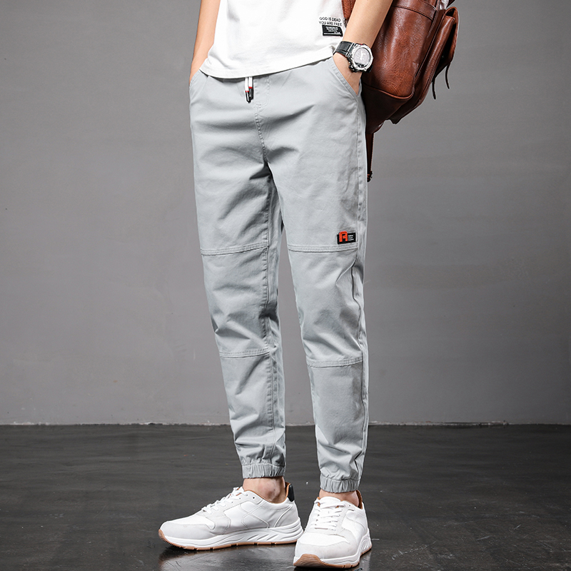 Spring pure cotton men's wear pants loose beam feet nine min teen pupils pants spring and autumn shrinking legs