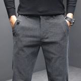Осенние шерстяные штаны, мужские демисезонные повседневные брюки, рабочий зимний классический костюм