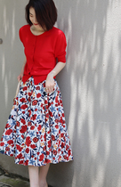 Natural Romantic Fatro Style Retro Flowers High Waist Half Body Skirt High cotton 3 m 6 sauté big skirt hem
