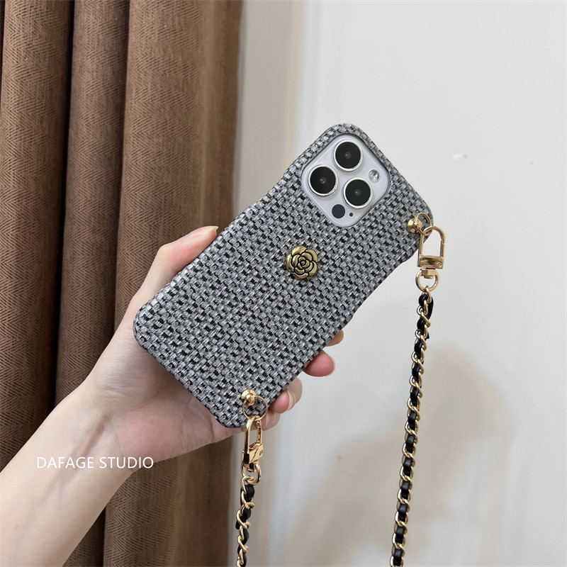 Camellia Golden Ball Crossbody Phone Case For Iphone Shockproof_voghion.com