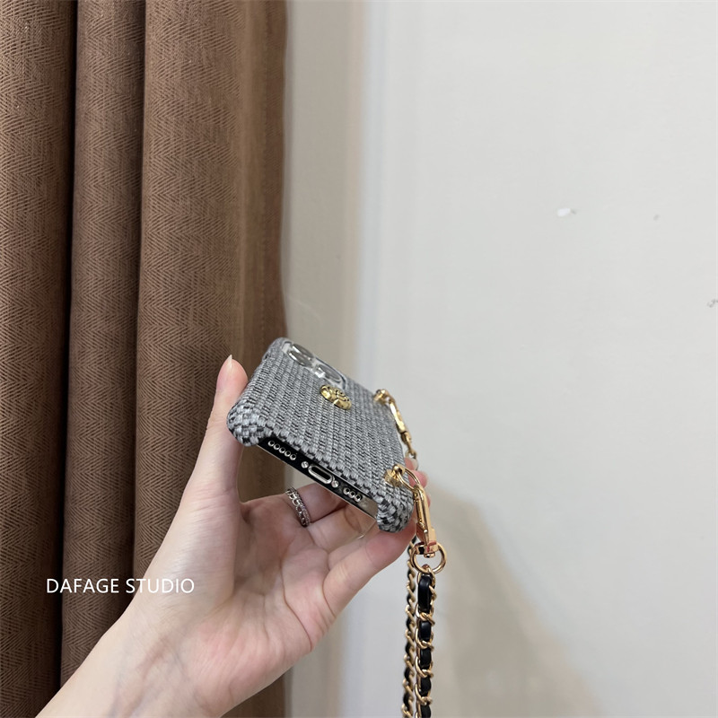 Camellia Golden Ball Crossbody Phone Case For Iphone Shockproof_voghion.com