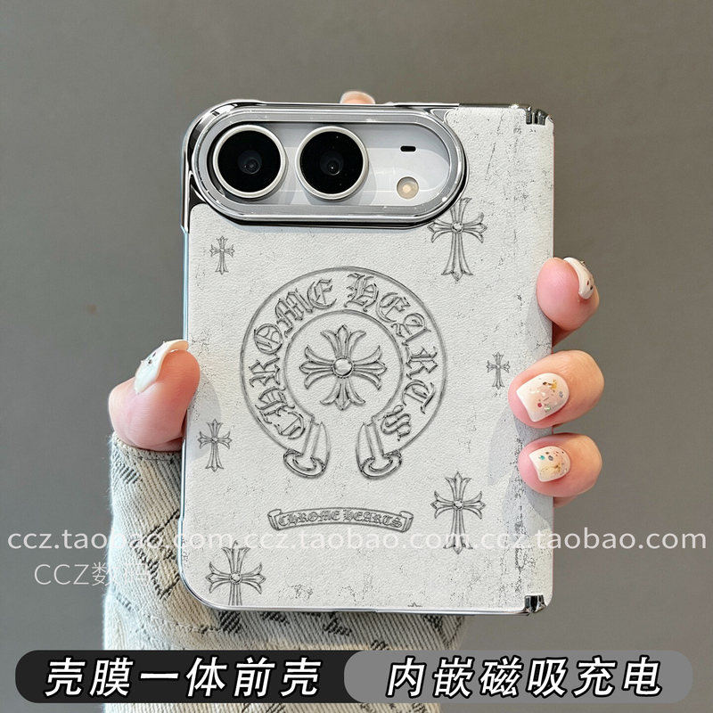 Vintage-Style Chrome Hearts Front Cover Suitable for Apple Duo Phone Case iPhone Duo Foldable Screen 18Duo Wide Foldable Protective Case New Magnetic Stand High-End Full-Cover Anti-Drop Case for Men and Women Vintage-Style Chrome Hearts Front Cover Suitable for Apple Duo Phone Case iPhone Duo Foldable Screen 18Duo Wide Foldable Protective Case New Magnetic Stand High-End Full-Cover Anti-Drop Case for Men and Women