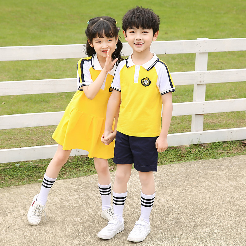 Primary school uniforms Summer clothing New pure cotton Academy Wind class Children's sports suit Teacher kindergarten Garden Costume Summer