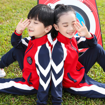 Primary school uniforms spring and autumn sets new 2020 children pure cotton three sets class clothes kindergarten garden clothes custom autumn