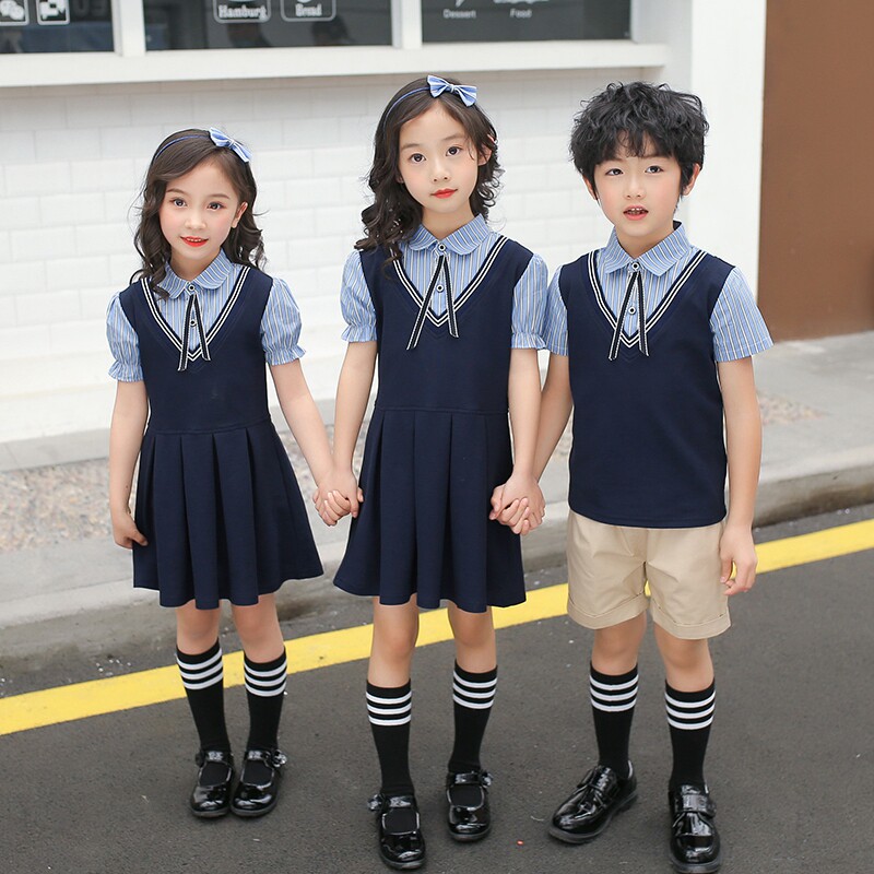 Primary school uniforms Summer clothes new 2020 Children Inron College Wind class Pure Cotton Sports Clothing Kindergarten Garden Clothing