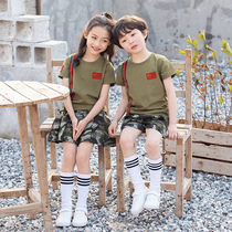 Childrens camouflage uniform Performance uniform Summer kindergarten garden uniform Short-sleeved primary school class uniform Military training uniform June 1 military uniform