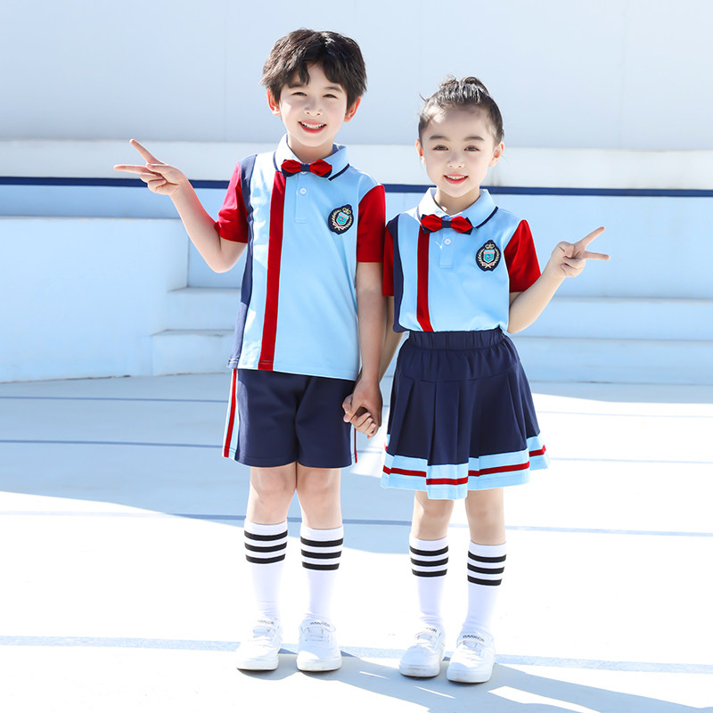 Primary school students school uniform summer 2021 British style children's cotton class uniform sports wind kindergarten uniform summer suit