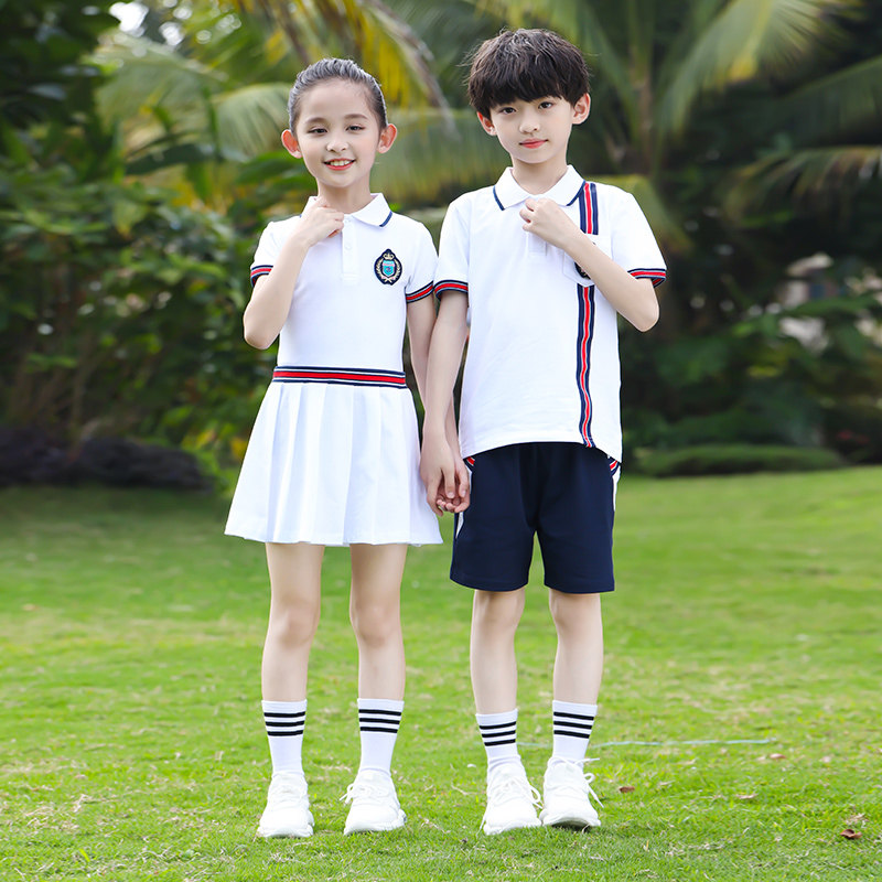 Primary school uniforms for summer clothes new 2020 children class clothes pure cotton college sports suit kindergarten garden dress customized