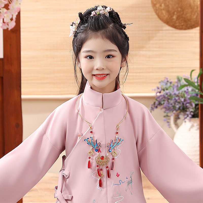 Children's costume Hanfu Tassel pendant collar jewelry Chinese style Baby girl suit Hanfu classical accessories