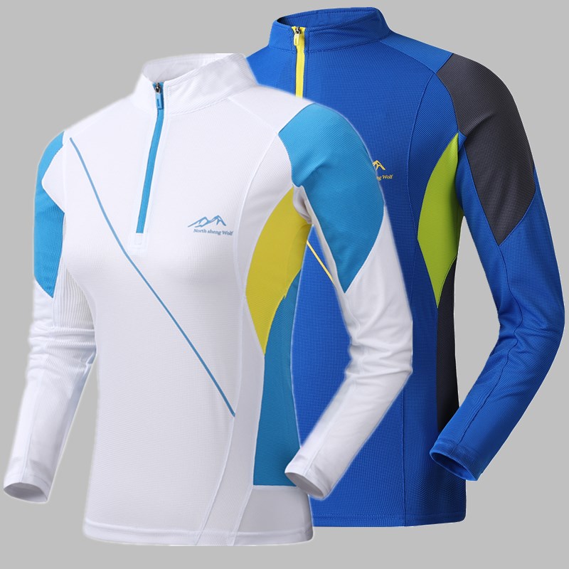 Spring and summer long sleeve speed dry clothes breathable male and female thin elastic speed dry T-shirt Outdoor hiking sports Mountaineering to suck sweat-Taobao