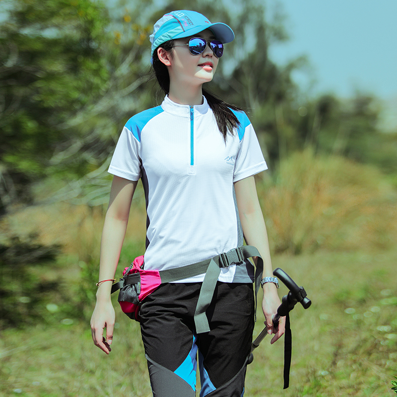 Outdoor short-sleeved thin section quick-drying T-shirt breathable women's long-sleeved elastic quick-drying outdoor hiking sports mountaineering suit