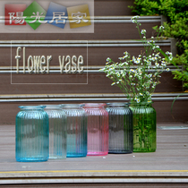 European glass vase Office desk Transparent glass flower arrangement bottle Single decorative flower arrangement bottle Home hydroponic vase