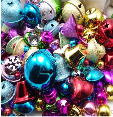 Colorful golden size bells colorful opening bells diy horn bells Christmas small bells flower ball folding wind bells