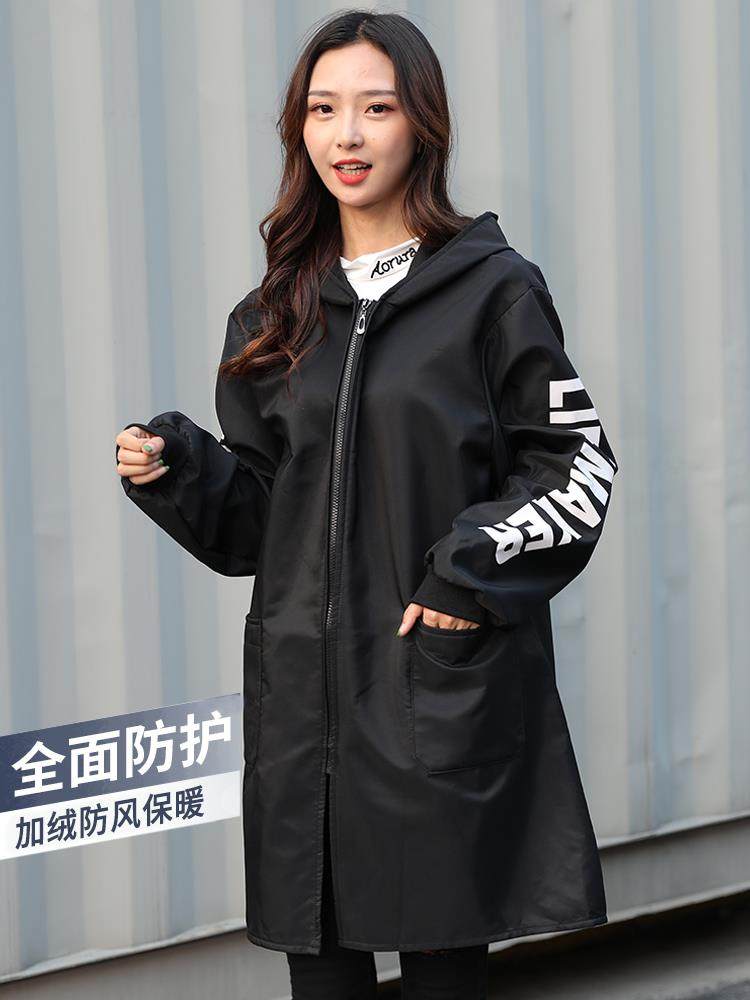 New Style Smock for Men and Women, Autumn and Winter, Fleece-Lined, Waterproof, Fashionable Apron, Household Long-Sleeved Work Clothes, Zippered Top