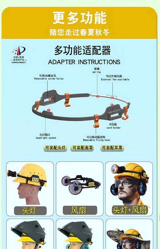 Mũ cứng có quạt công trường xây dựng mũ cứng thích nghi hoàn toàn với tấm che nắng thoáng khí nhẹ mũ chống nắng làm mát mùa hè quai nón bảo hộ vành che nắng mũ bảo hộ