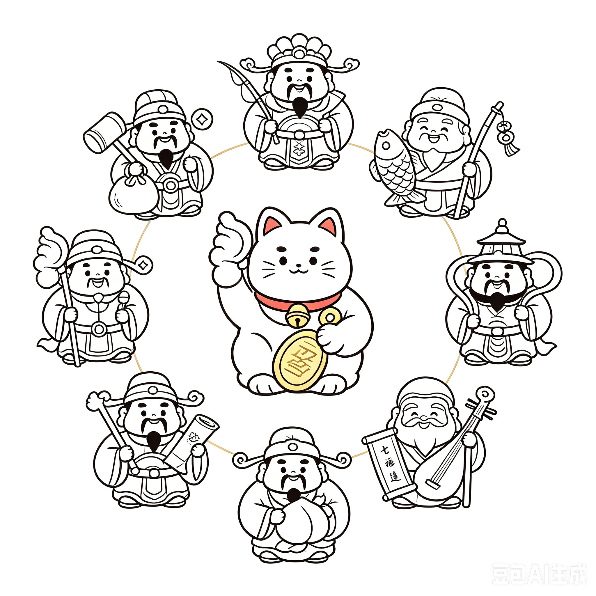 招财猫和七福神在日本的LOGO