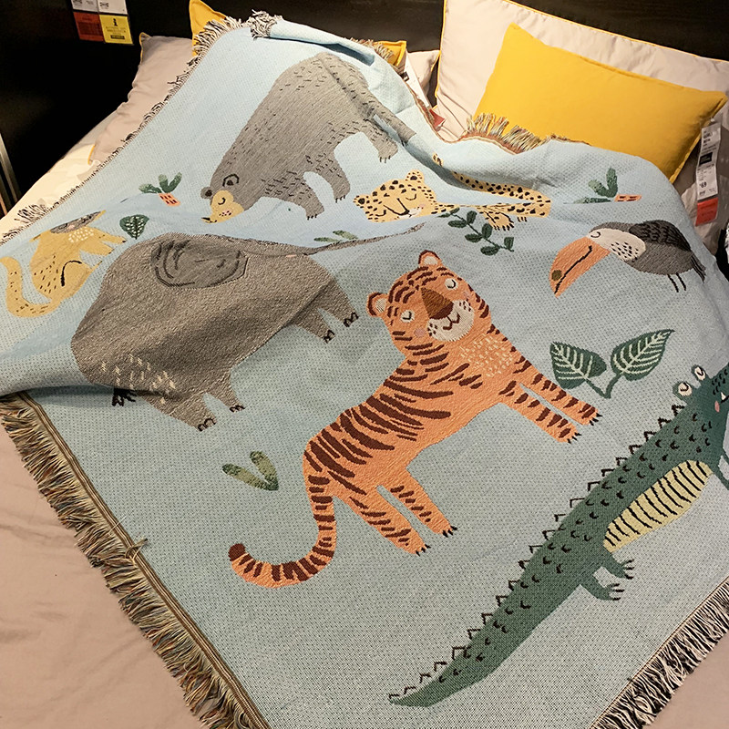Foreign trade original single Nordic wind ins sofa blanket tapestry decorative blanket sofa towel cover animal world sofa cover cloth