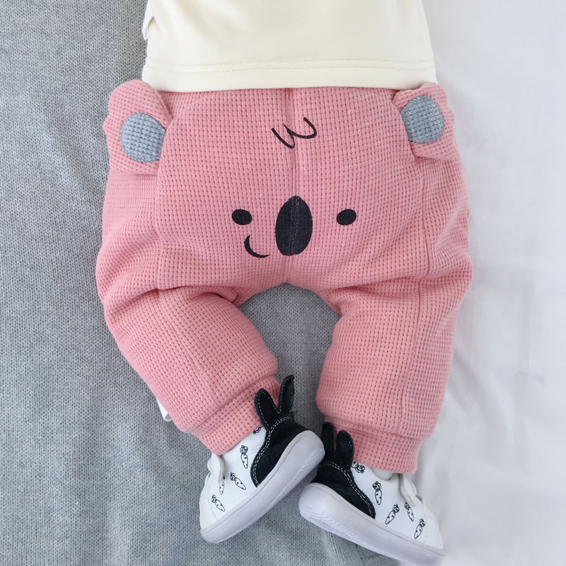 Wokang baby velvet large PP pants winter one-year-old baby thickened warm pants winter newborn crotch pants