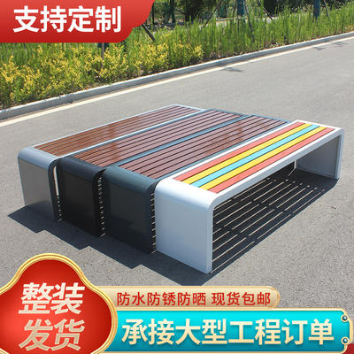 Park chairs, outdoor benches, ironwork anti-corrosion wood-plastic benches, public seats in shopping malls, long benches for outdoor rest in squares