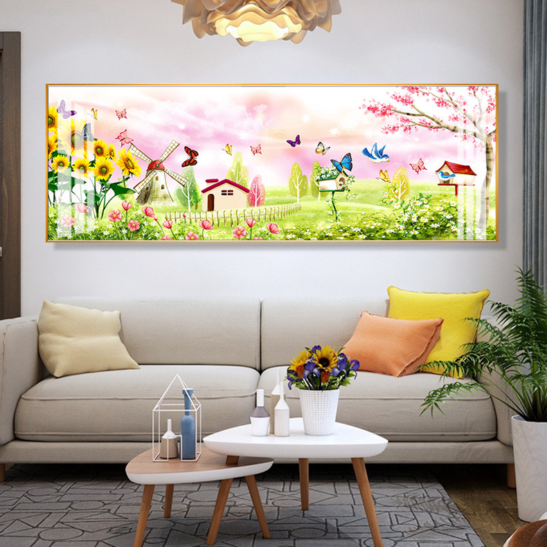 Cartoon dream fairy tale world Crystal porcelain decorative painting Modern pastoral living room bedroom children's room background framed mural