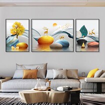 Crystal Porcelain Painting Free of perforated Living room Decorative Painting Sofa Background Wall Triple Modern Brief Hang Painting Light Extravagant to operate