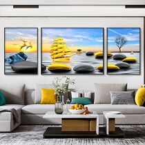 Nordic Landscape Wall Painting Atmosphere Light Extravagant Boat Living Room Decoration Painting Foe Deer Sofa Background Wall Painting Stone to run a hanging painting