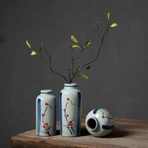 Jingdezhen Famous hand painted pink ceramic vase Chinese wind New Chinese preserved plum water peacer bou ancient shelf decoration