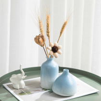 Modern Nordic Home Decorative Goods Pendulum with Dried Flowers Wheat Ears Hydroponic Vase Jingdezhen Handmade Vase Suit