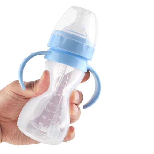 Силиконовая детская ударопрочная мягкая бутылочка для кормления для новорожденных, широкое горлышко