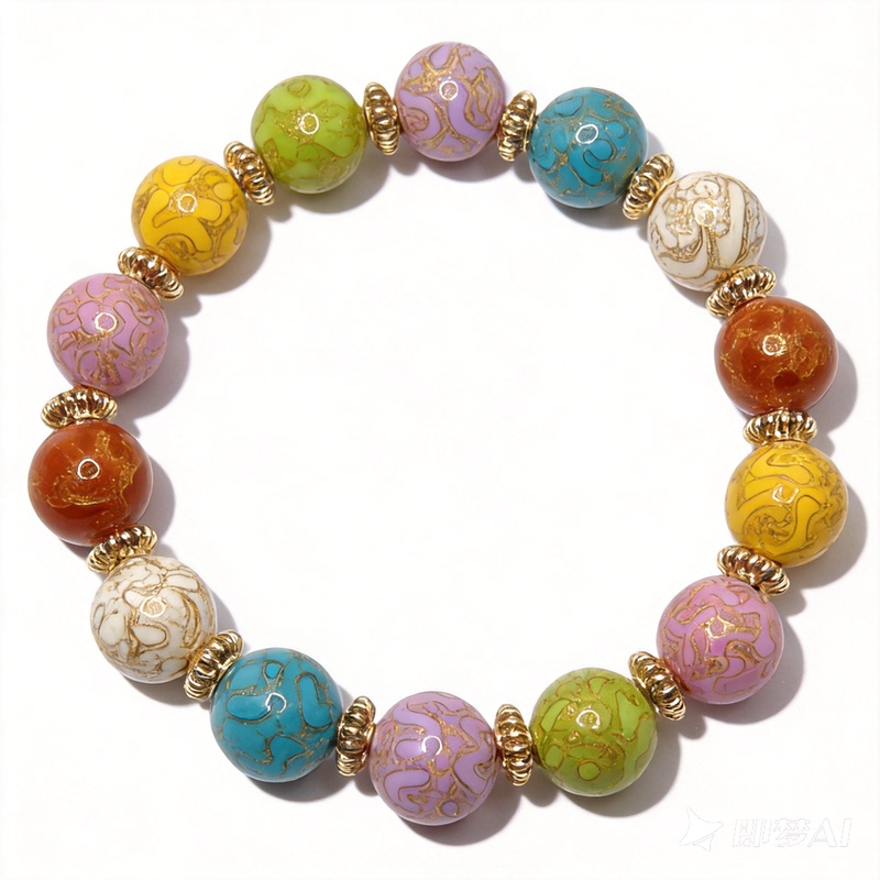 Traditional Lacquer Bead Bracelet with Agate Spacer Beads, Chinese Style Multi-Bead Jewelry, Gift for Best Friend