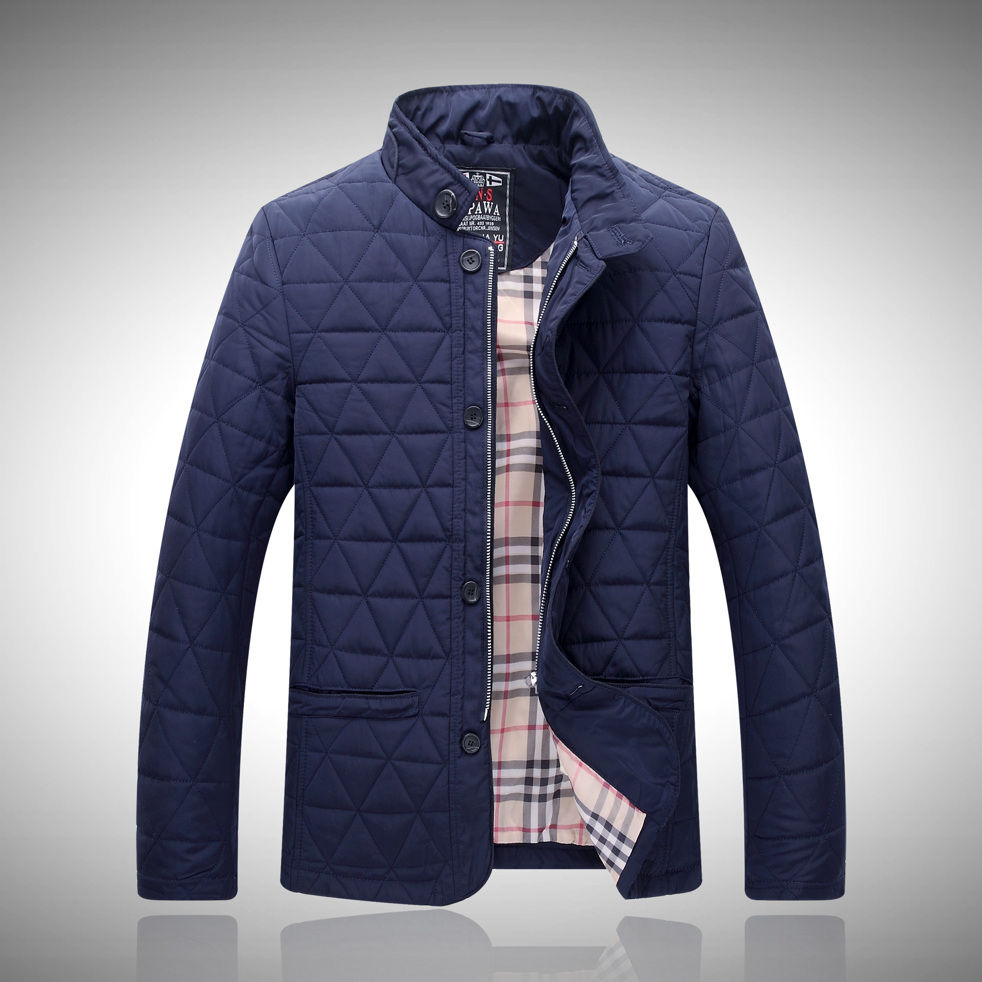 Mùa thu và mùa đông mặc mới cá mập hình thoi nam cotton nam xác thực lỏng cổ áo cotton phù hợp với kích thước lớn phần mỏng áo khoác giản dị áo măng tô nam