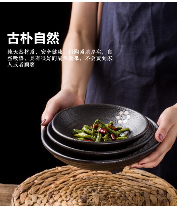 Cá tính sáng tạo tấm đất nung khách sạn lẩu món ăn rau bất thường đĩa gốm hình tấm bia đá đồ ăn gia dụng bát ăn cơm đẹp