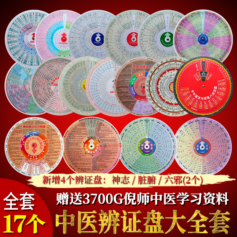 17-Piece Complete Set of Traditional Chinese Medicine Diagnostic and Treatment Discs, Genuine Pvc Self-Examination Rotating Disc, Basic Theory of Traditional Chinese Medicine Disc