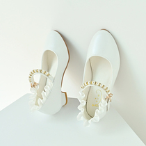 Childrens professional white Latin dance shoes toddler little girl dance shoes shoes Baotou 2023 new leather cover