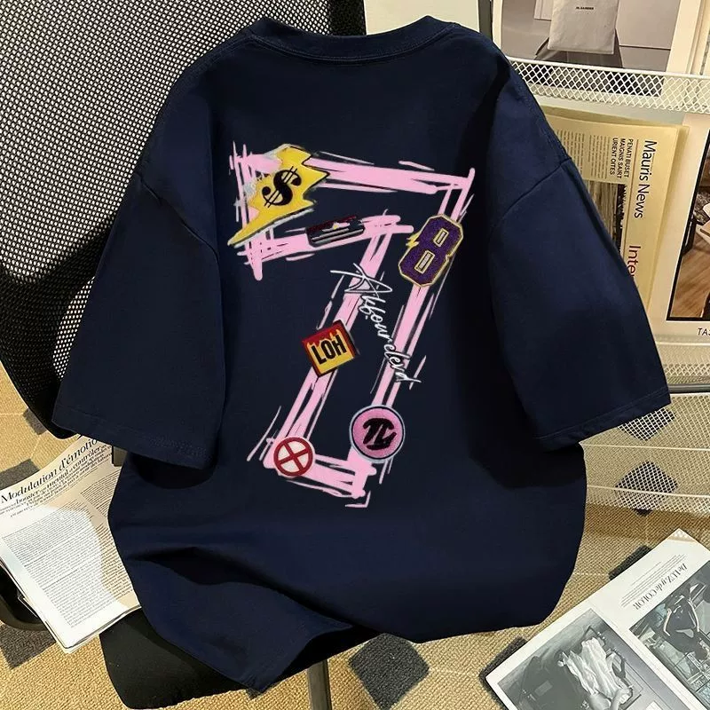Спортивная футболка Brand Fuchsia, круглый воротник, американский стиль, размеры M–5XL, LOH розовая линия