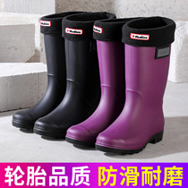 New Fashion Outwear Rain Boots Women Thickened Thick Underwear Middle Cylinder Rain Shoes Carwash Kitchen Work Non-slip Waterproof Shoes