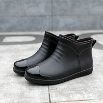 Fashion Rain Shoes Mens Spring Plus Suede Thickening Work Non-slip Rain Boots Kitchen Waterproof Non-slip Rubber Soft Bottom Rubber Shoes Man