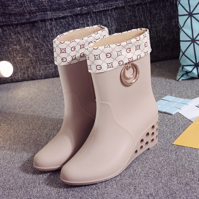 Winter Cotton Removable Warm Water Boots Ladies Fashion Outer Wear Thick Sole Non-Slip Wear-Resistant Rain Boots Waterproof Cotton Boots