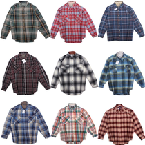 Ancient vintage Japanese vintage Joker loose thick warm long sleeve plaid shirt men and women winter T40
