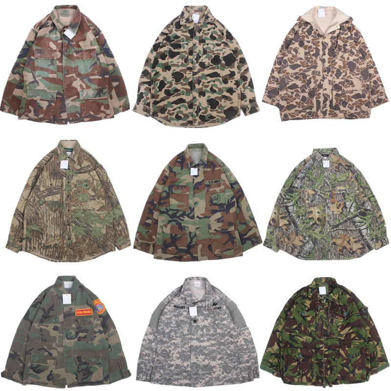 vintage antique camouflage American camouflage tactical clothing with loose long sleeve combat suit T50
