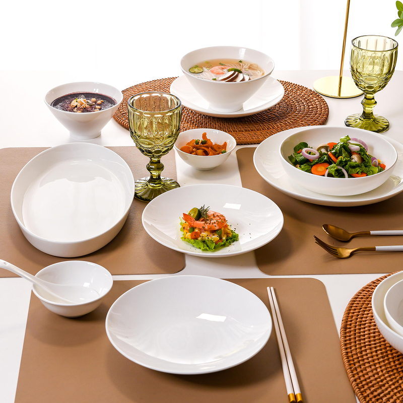 Pure White Tableware Set for Moving into a New Home, Bone China Bowl and Plate Set, High-Value Household Tableware, Ceramic Bowls and Chopsticks