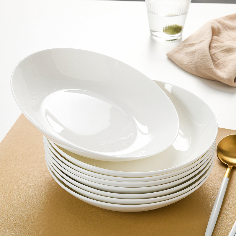 Tangshan Bone China Tableware Plates for Home Use, Pure White Plates, High-End Deep Plates, White Ceramic Dinner Plates Tangshan Bone China Tableware Plates for Home Use, Pure White Plates, High-End Deep Plates, White Ceramic Dinner Plates