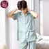 Bộ đồ ngủ nam Cotton mùa hè ngắn tay Quần nhà Dịch vụ nam Cotton mùa hè Áo len Nhật Bản XL Set - Cha mẹ và con